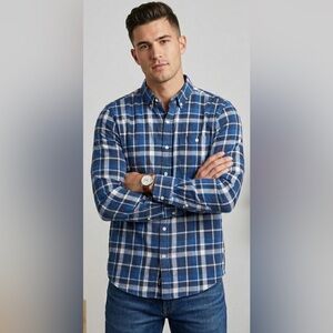 Ezekiel Men's Blue and White Plaid Shirt
